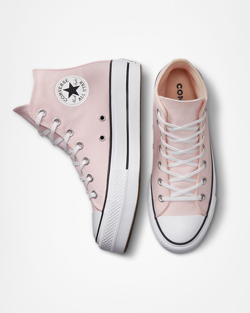 Dámské Boty Na Platformy Converse Chuck Taylor All Star Lift Platene Vysoké Růžové Bílé Černé | CZ YPAL74